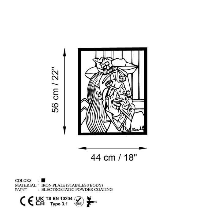 Wallity Picasso 2 Escultura de Pared Negra